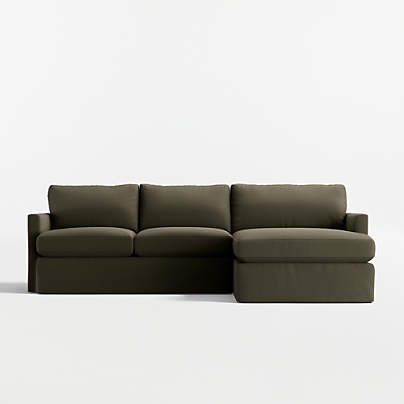 Lounge Classic 2-Piece Slipcovered Sectional Sofa with Chaise Lounge
