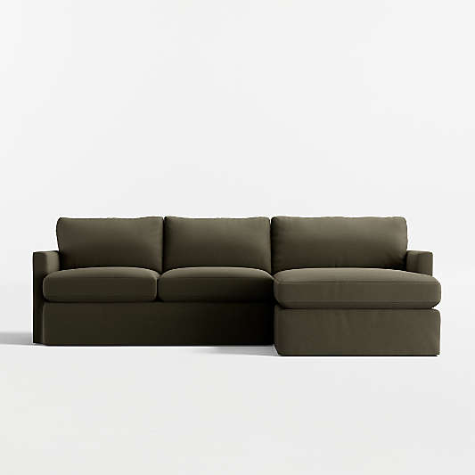 Lounge Classic 2-Piece Slipcovered Sectional Sofa with Chaise Lounge
