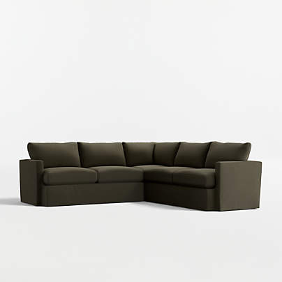 Lounge Classic 3-Piece L-Shaped Slipcovered Sectional Sofa