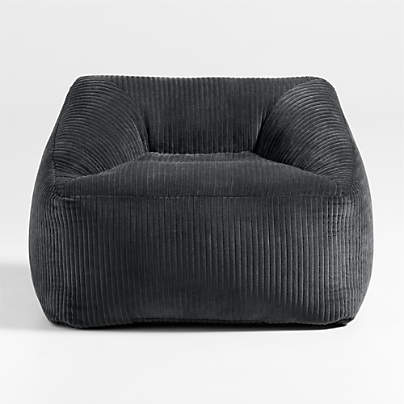 Charcoal Grey Organic Cotton Velvet Corduroy Kids Lounge Chair