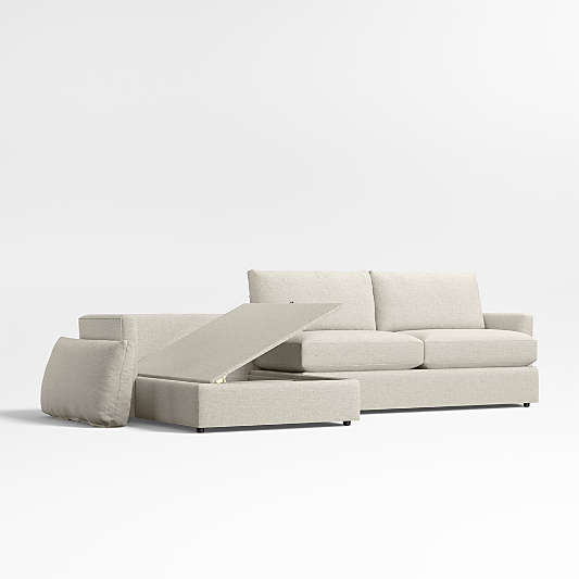 Lounge Classic 2-Piece Sectional Sofa with Storage Chaise