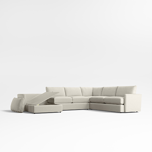 Lounge Classic 4-Piece L-Shaped Sectional Sofa with Storage Chaise Lounge