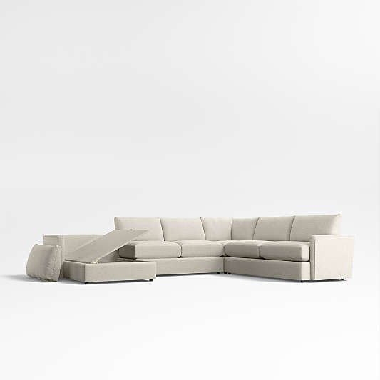 Lounge Classic 4-Piece L-Shaped Sectional Sofa with Storage Chaise Lounge
