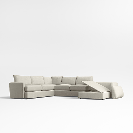 Lounge Classic 4-Piece L-Shaped Sectional Sofa with Storage Chaise Lounge