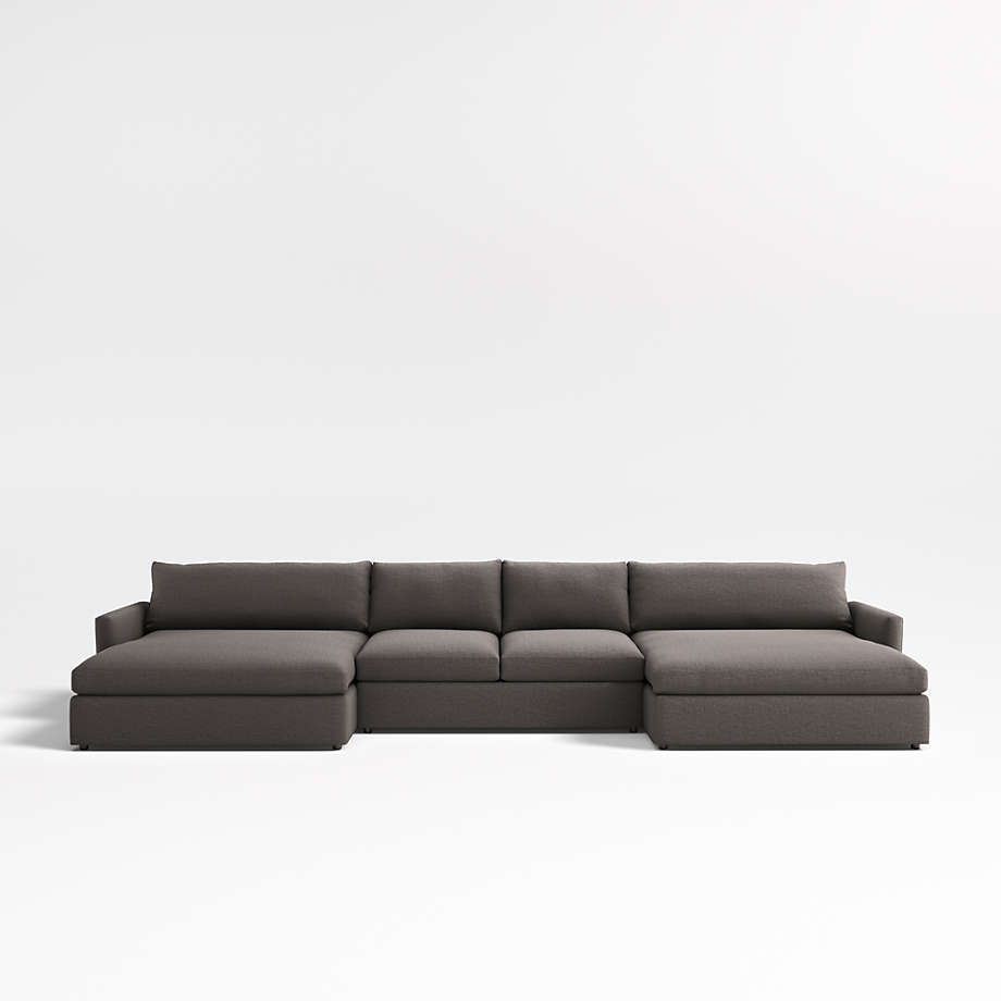 Lounge Deep 3Piece Double Chaise Sectional Sofa + Reviews Crate & Barrel