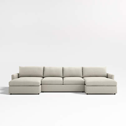 Lounge Deep 3-Piece U-Shaped Sectional Sofa with Double Chaise Lounge