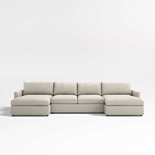 Lounge Deep 3-Piece U-Shaped Sectional Sofa with Double Chaise Lounge