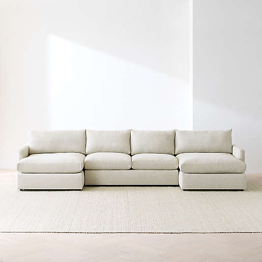 Lounge Deep 3-Piece U-Shaped Sectional Sofa with Double Chaise Lounge