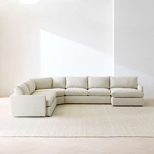 Lounge Deep 4-Piece L-Shaped Wedge Sectional Sofa with Chaise Lounge