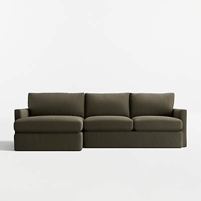 Lounge Deep 2-Piece Slipcovered Sectional Sofa with Chaise Lounge