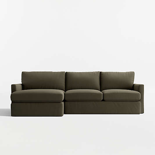 Lounge Deep 2-Piece Slipcovered Sectional Sofa with Chaise Lounge