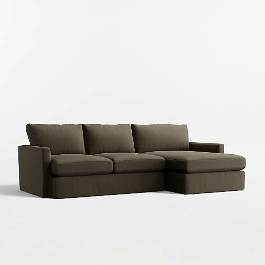 Lounge Deep 2-Piece Slipcovered Sectional Sofa with Chaise Lounge