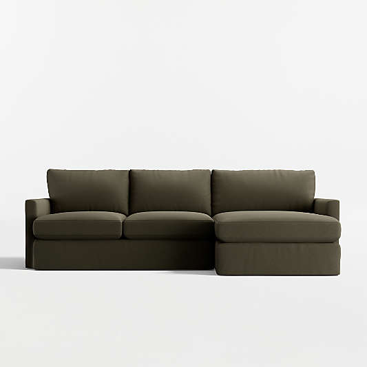 Lounge Deep 2-Piece Slipcovered Sectional Sofa with Chaise Lounge