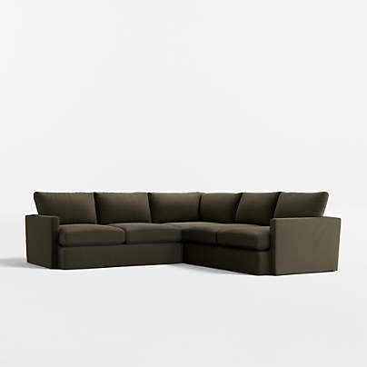 Lounge Deep 3-Piece L-Shaped Slipcovered Sectional Sofa