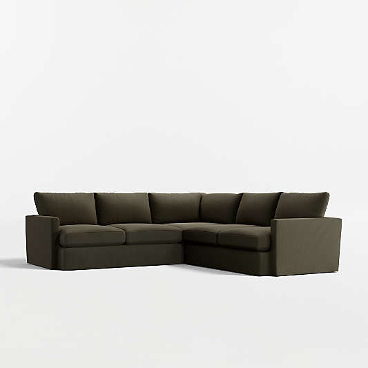 Lounge Deep 3-Piece L-Shaped Slipcovered Sectional Sofa
