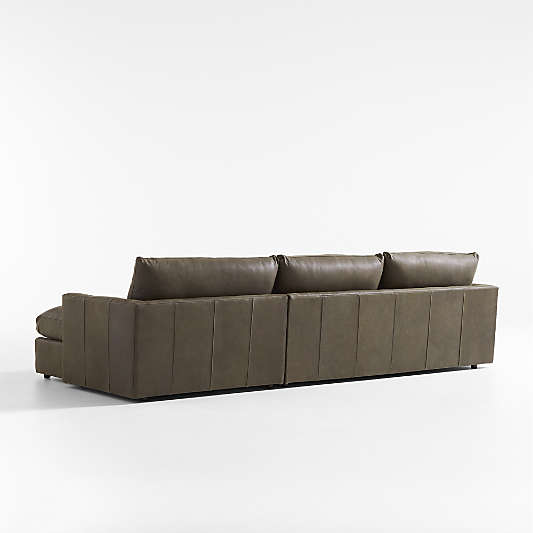 Lounge Deep Leather 2-Piece Right Arm Chaise Sectional Sofa