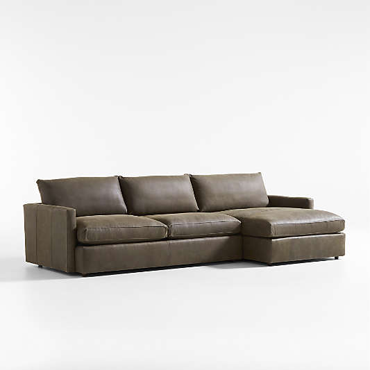 Lounge Deep Leather 2-Piece Right Arm Chaise Sectional Sofa