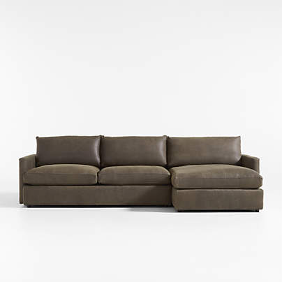 Lounge Deep Leather 2-Piece Right Arm Chaise Sectional Sofa