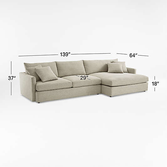 Lounge Deep 2-Piece Right-Arm Extra Wide Chaise Sectional Sofa