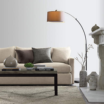 Arc floor lamp with shop diffuser shade