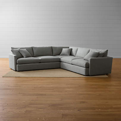 Lounge 3 Piece Deep Sectional Sofa, Crate And Barrel Sectional Sofa Bed