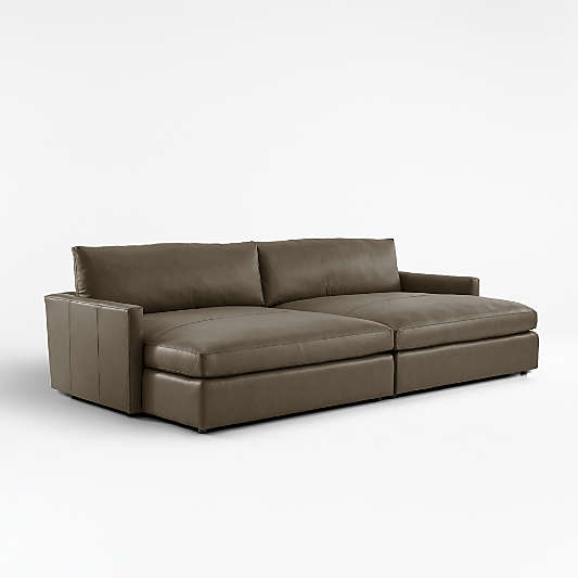 Lounge Deep Leather 2-Piece Extra Wide Chaise Sectional Sofa