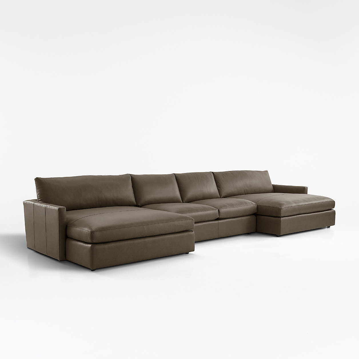 Lounge Deep Leather 3Piece Double Chaise Sectional Sofa + Reviews