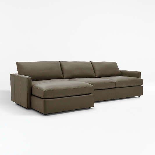 Lounge Deep Leather 2-Piece Left Arm Chaise Sectional Sofa