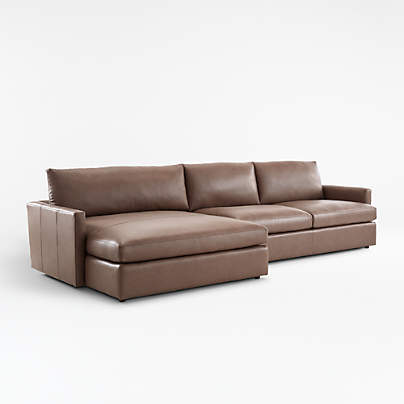 Lounge Deep Leather 2 Piece Double, Leather Sectional Sofa With Chaise