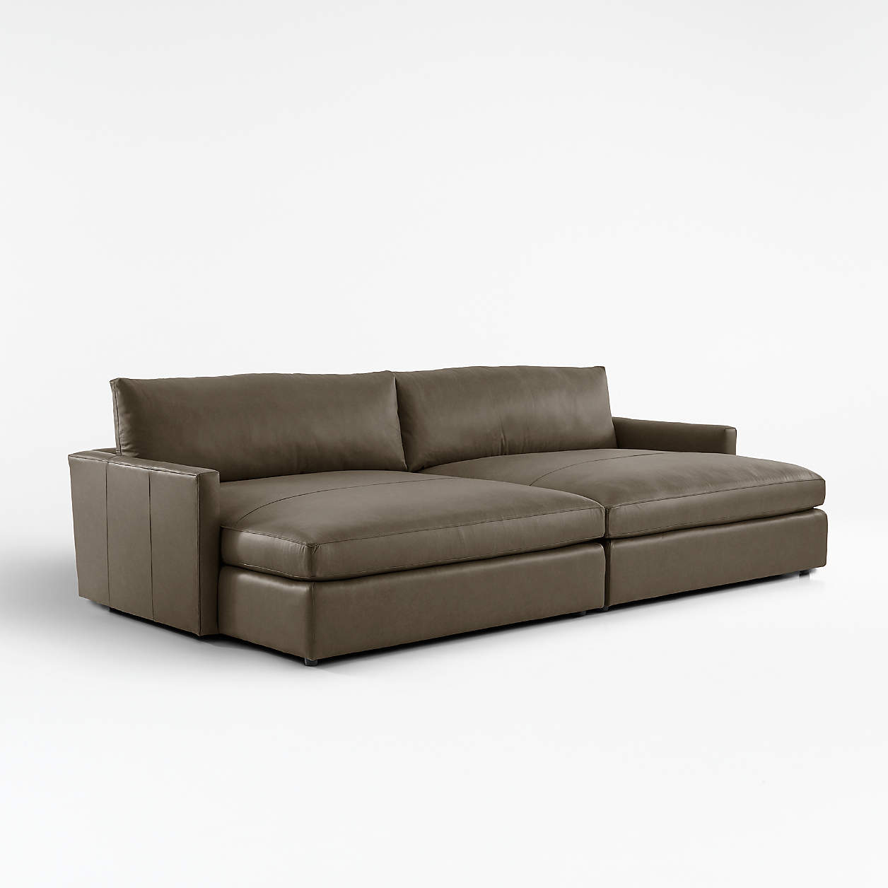 Lounge Leather 2Piece Double Chaise Sectional Sofa Crate & Barrel
