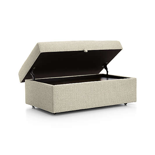 Lounge 43" Leather Storage Ottoman with Tray