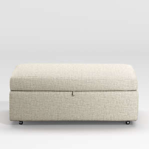 Ottomans Poufs Benches Crate And, White Leather Ottoman Bench