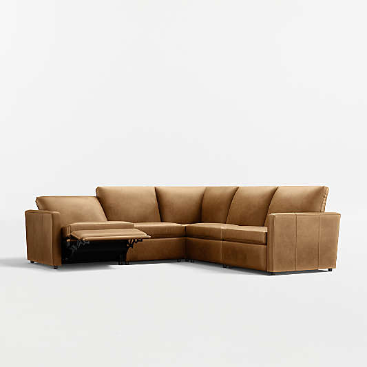 Lounge 5-Piece L-Shaped Power Dual-Reclining Leather Sectional Sofa