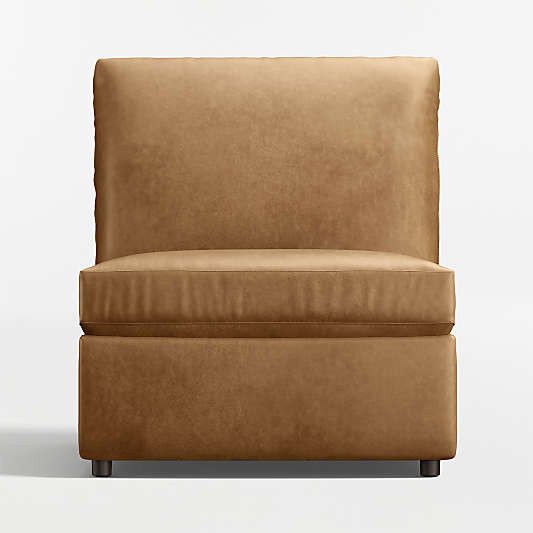 Lounge Leather Stationary Armless Chair Sectional Piece