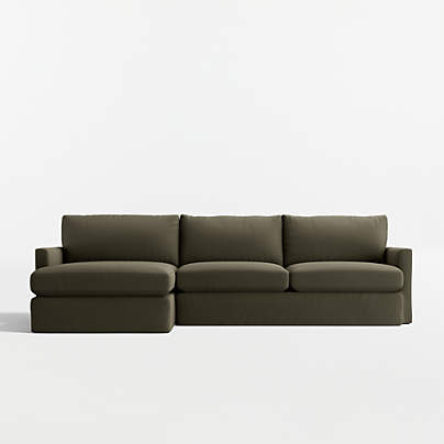 Lounge 2-Piece Slipcovered Sectional Sofa with Chaise Lounge