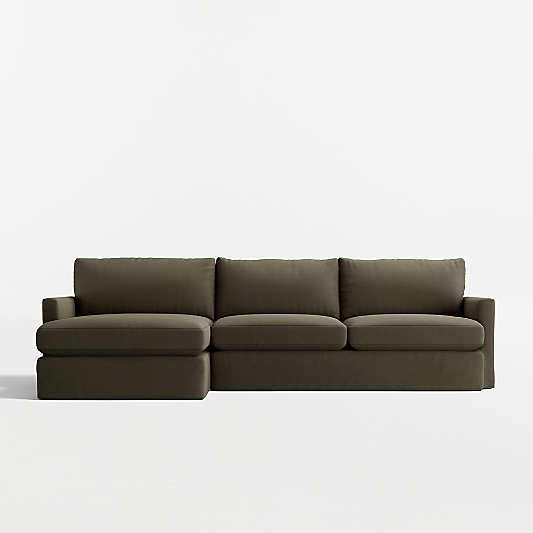 Lounge 2-Piece Slipcovered Sectional Sofa with Chaise Lounge