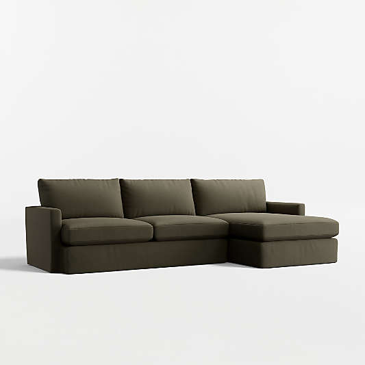 Lounge 2-Piece Slipcovered Sectional Sofa with Chaise Lounge