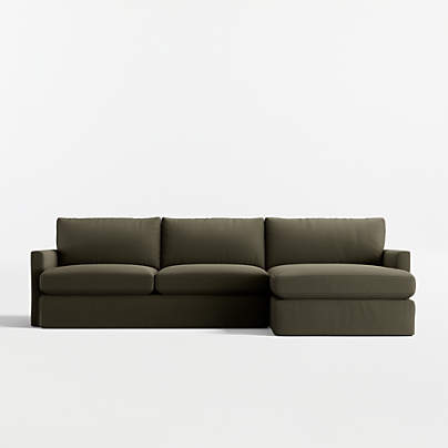 Lounge 2-Piece Slipcovered Sectional Sofa with Chaise Lounge