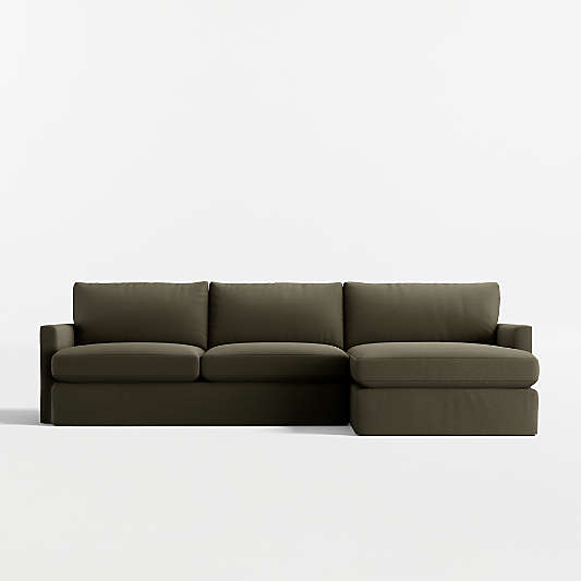 Lounge 2-Piece Slipcovered Sectional Sofa with Chaise Lounge