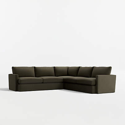 Lounge 3-Piece L-Shaped Slipcovered Sectional Sofa
