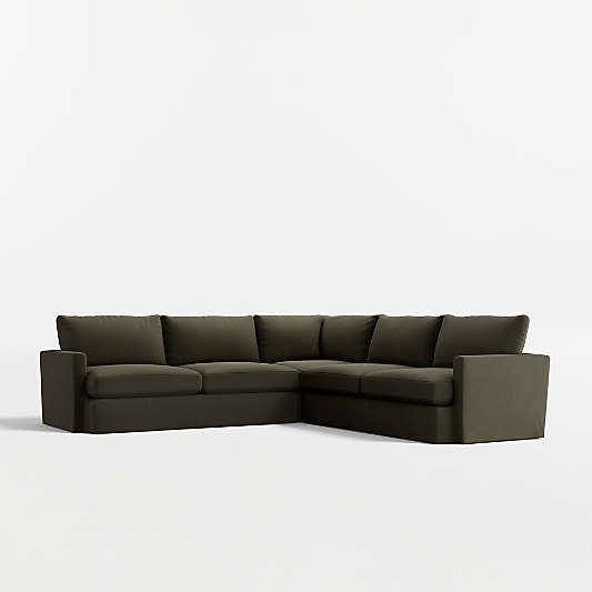 Lounge 3-Piece L-Shaped Slipcovered Sectional Sofa