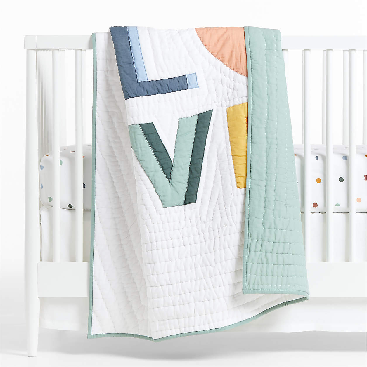 Love Applique Organic Baby Crib Quilt Crate & Kids