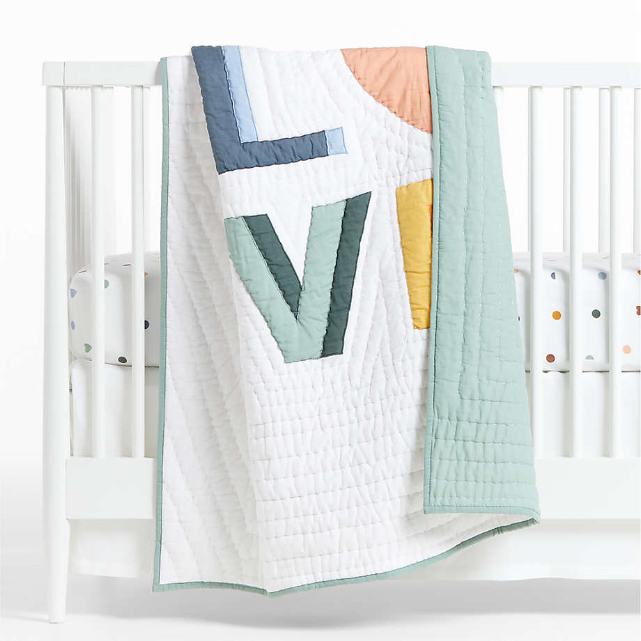 Love Applique Organic Cotton Baby Crib Quilt Crate & Kids