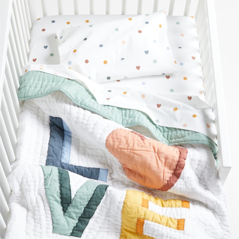 Love Applique Organic Cotton Baby Crib Quilt + Reviews | Crate & Kids ...