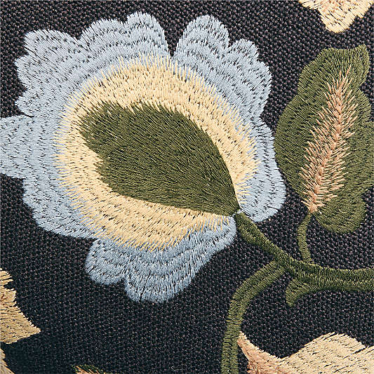 Love Embroidered Linen 24"x16" Midnight Navy Floral Throw Pillow Cover by Venus Williams
