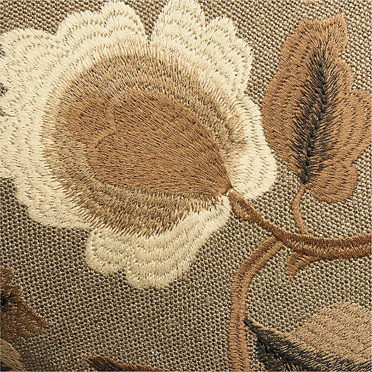 Love Embroidered Linen 24"x16" Taupe Floral Throw Pillow Cover by Venus Williams