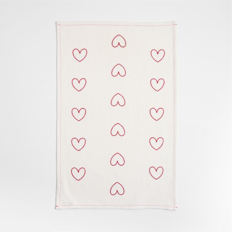 LOVE and Heart Print Embroidered Organic Cotton Dish Towels, Set of 2 - image 1 of 3