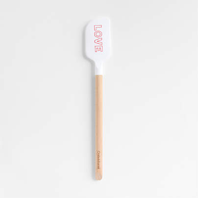 "LOVE" White Silicone and Wood Spatula