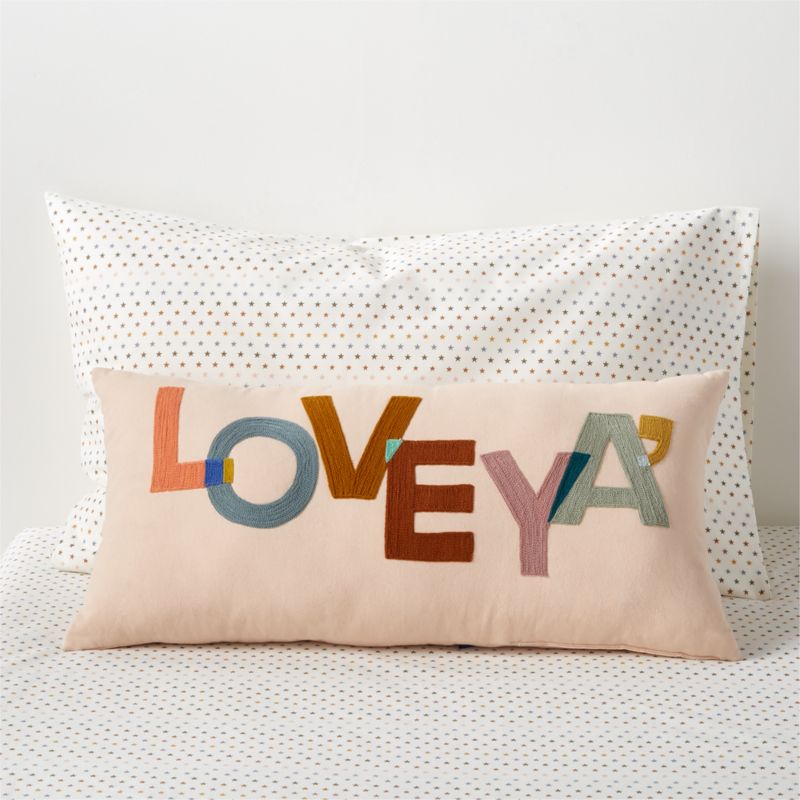 "Love Ya'" Embroidered Kids Throw Pillow