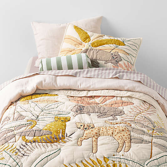 Riviera Plum Rose and Oatmeal Stripe 100% Organic Cotton Kids Full Sheet Set